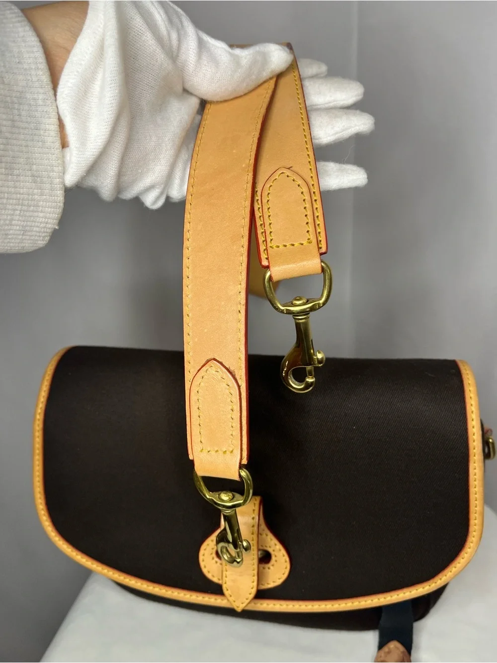 Vintage Dooney and Bourke Black Crossbody Bag with Tan Trim